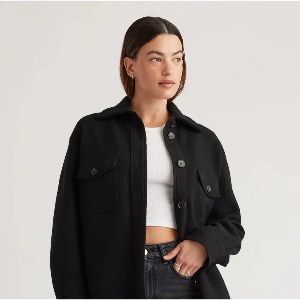 Quince NWT Merino Wool Shirt Jacket Black Multiple Sizes - Picture 1 of 16